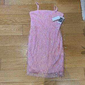 Glamorous Pink Sequin Dress with Straps